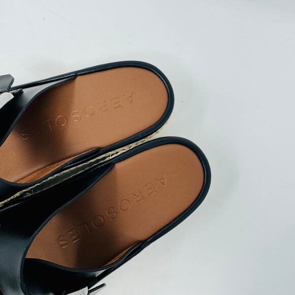 Aerosoles Women’s Size 10 Black Buckle Platform Sandals Espadrille Wedge Slides - Picture 3 of 14